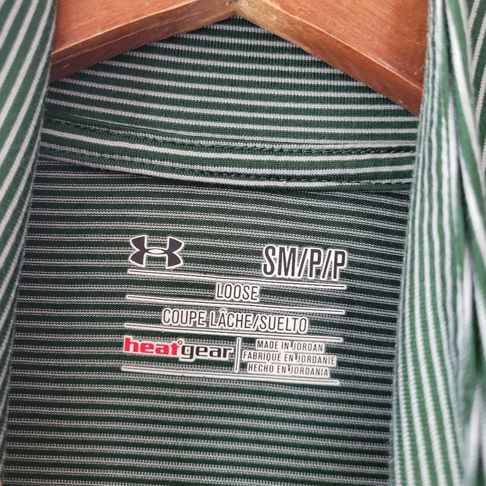 Under Armour Women's Heatgear 1/4 Zip Green Striped Pullover Size S Loose Fit - Picture 5 of 6